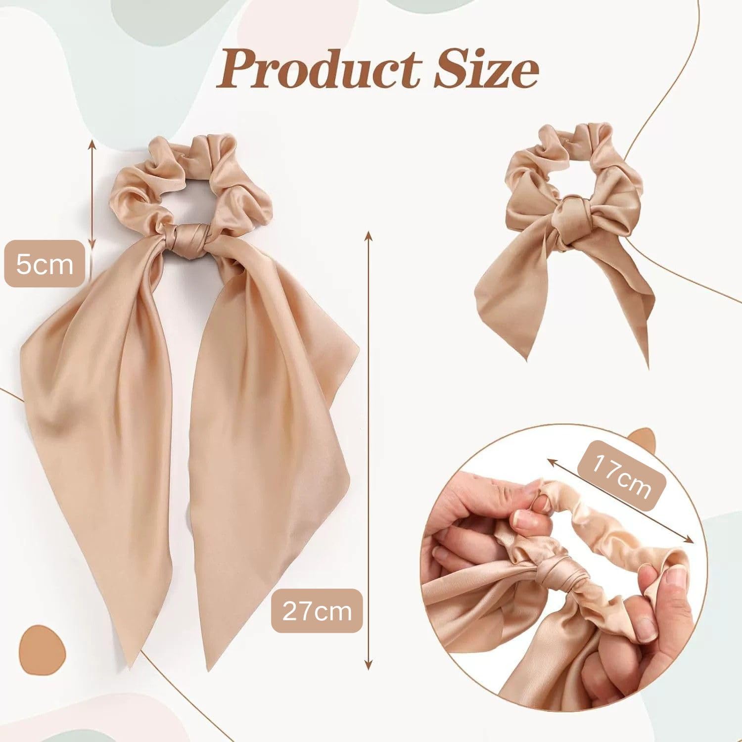 6 Packs Bow Silk Scrunchies, Hair Ties with Bows - Image 5