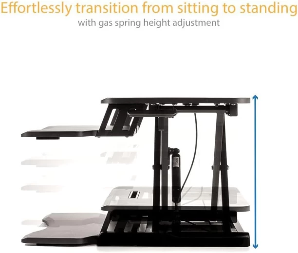 TOXIYA Height Adjustable Standing Desk Converter Standing Desk Solid Wood Workstation – BLACK - Image 4