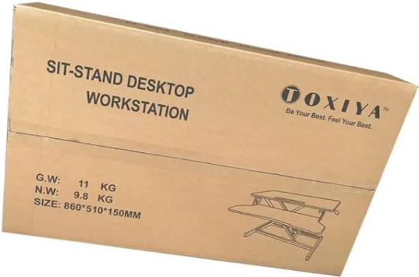 TOXIYA Height Adjustable Standing Desk Converter Standing Desk Solid Wood Workstation – BLACK - Image 3