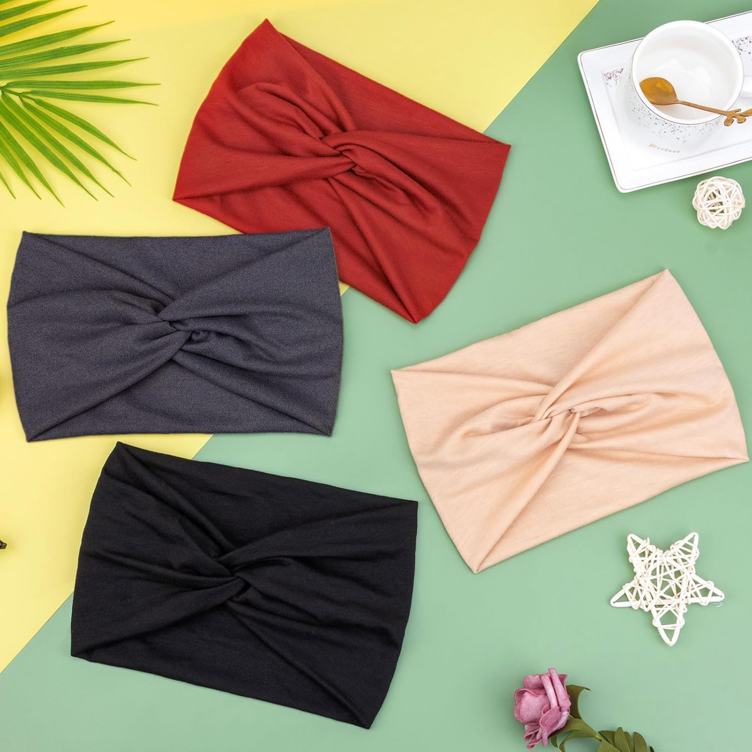 4-Pack Wide Vintage Turban Headbands for Women - Image 3