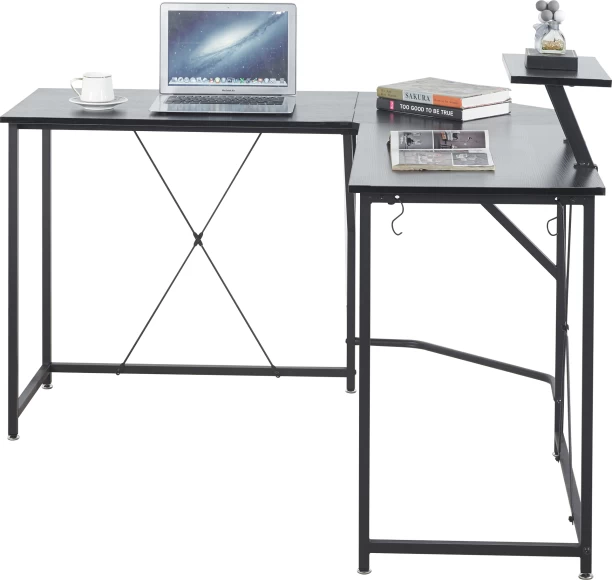 Artisign L Shaped Desk - Computer Gaming Desk Corner Desk,PC Table Organizer for Home Office Dorm Sturdy, Writing Workstation, Black Engineered Wood Computer Desk - Image 2