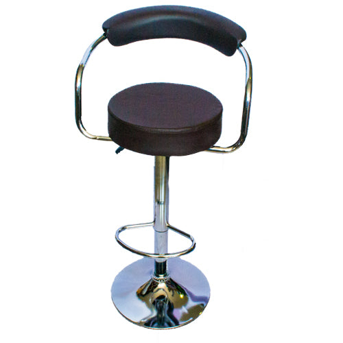 Round Arm PU Bar Stool – Brown