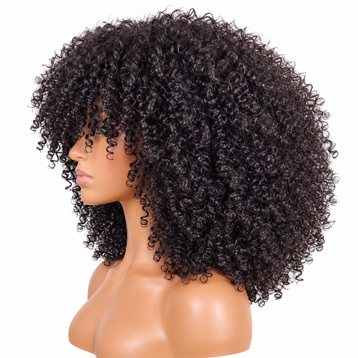 Afro Kinky Curly Human Hair Wigs with Bang Short Brazilian - Image 4