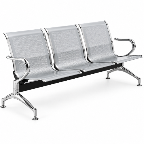 Fancy Corner 3-Seater Bench Mid Back Chair – Silver