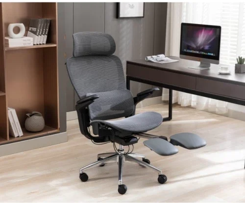 Durable Furniture KC FURN Stacey High Back Ergonomic Office Chair with Footrest & Adjustable Lumbar Support Office Adjustable Arm Chair – BlackGrey