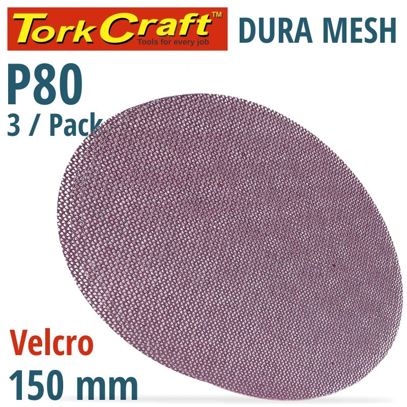 TORK CRAFT Dura Mesh 150mm Velcro ABR. Discs - 80Grit