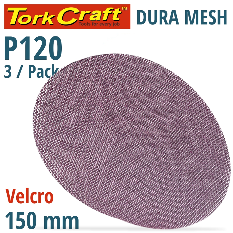 TORK CRAFT Dura Mesh 150mm Velcro ABR. Discs - 120Grit