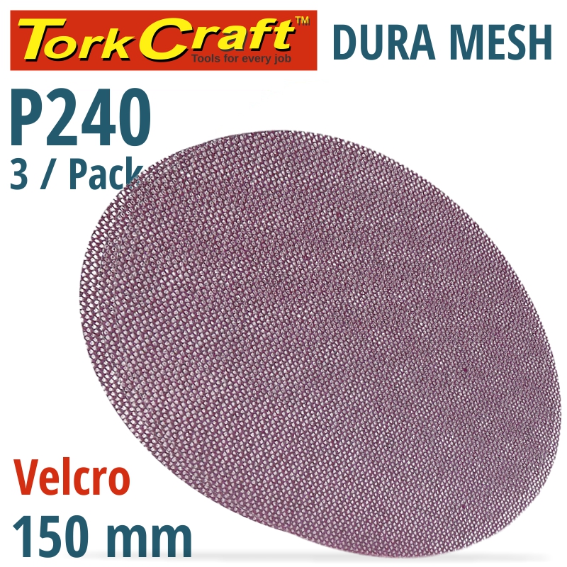 TORK CRAFT Dura Mesh 150mm Velcro ABR. Discs - 240Grit