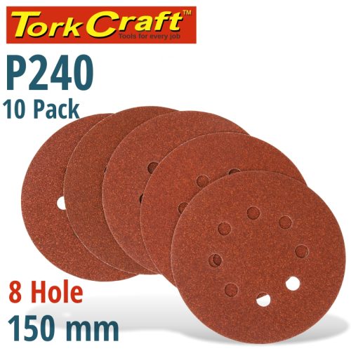 TORK CRAFT 10 pack 150 mm Sanding Disc with Holes - 240