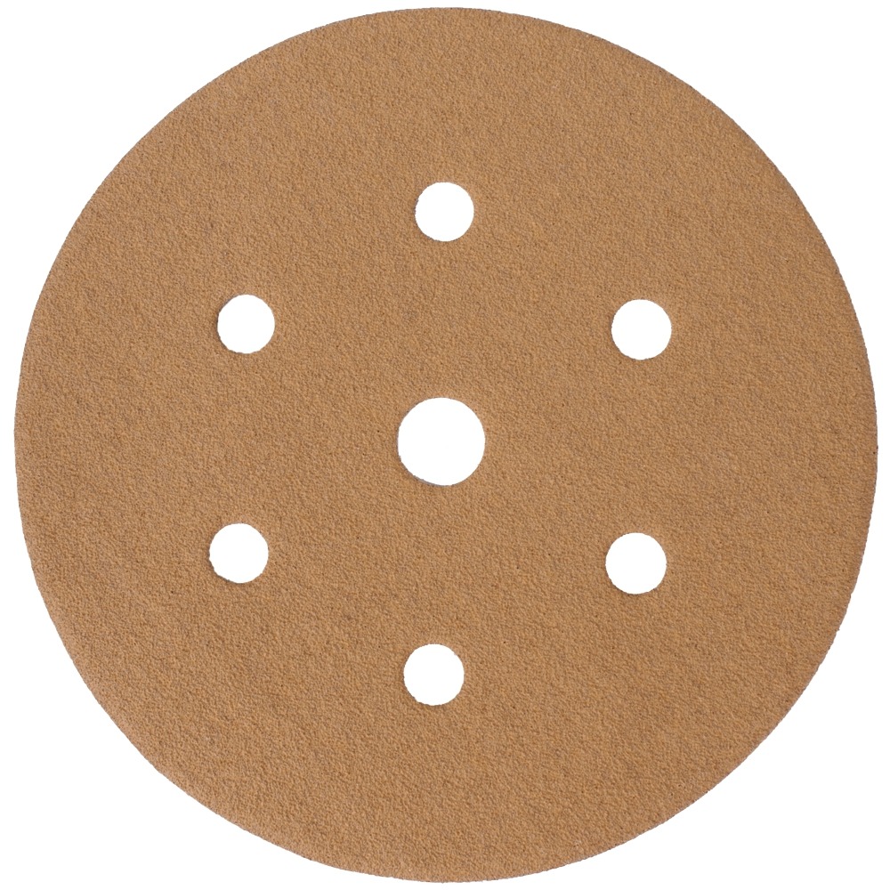 TORK CRAFT Gold Velcro Disc (50 pcs) 150 mm 6 + 1 Holes - 120 Grit