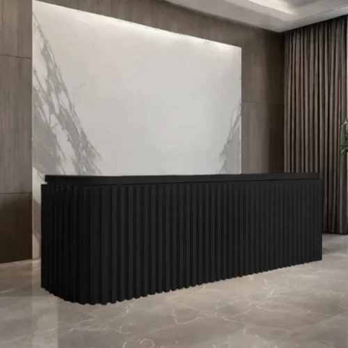 ITASS Deco Linda Reception Desk Black Office Table – Black Satin Finish