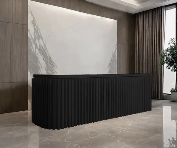 ITASS Deco Linda Reception Desk Black Office Table – Black Satin Finish