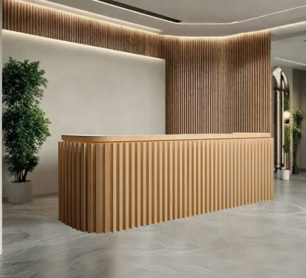 ITASS Deco Linda Reception Desk Clear Pine Office Table – Clear Satin Finish - Image 2