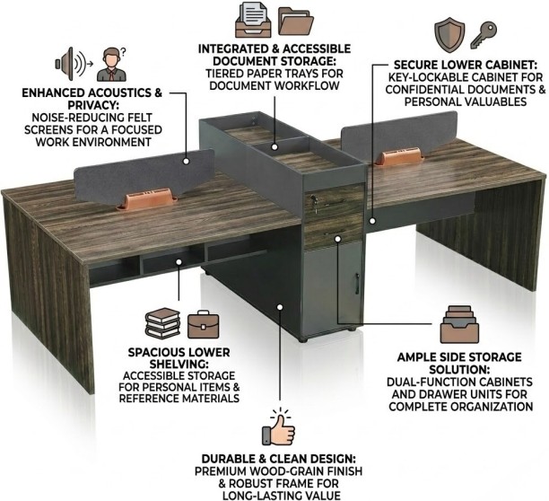 SMTE LY28-4 Multipurpose Table – WALNUT, BLACK - Image 2