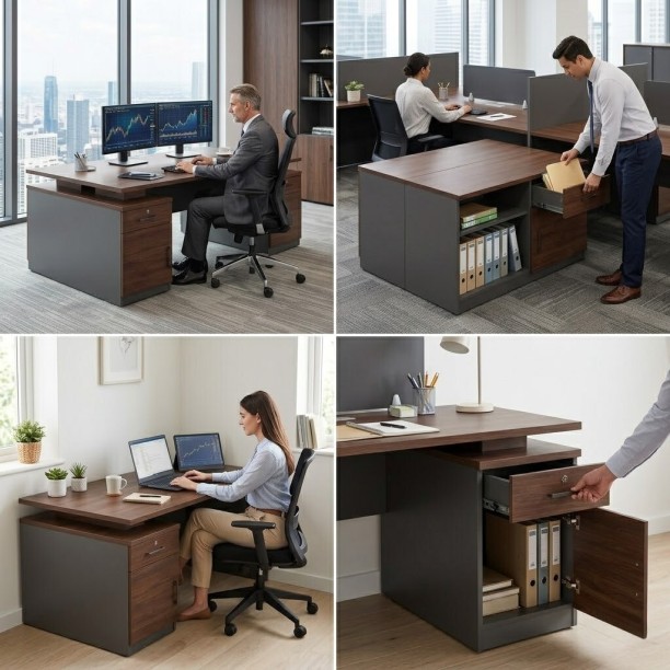 SMTE ZY2412 Multipurpose Table – WALNUT, GREY - Image 3