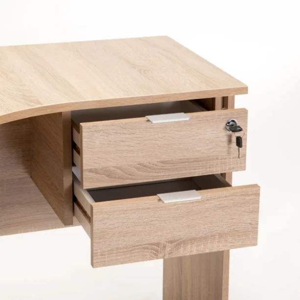 Unique 120cm 2 DRAWER CORNER DESK Office Table – oak - Image 2