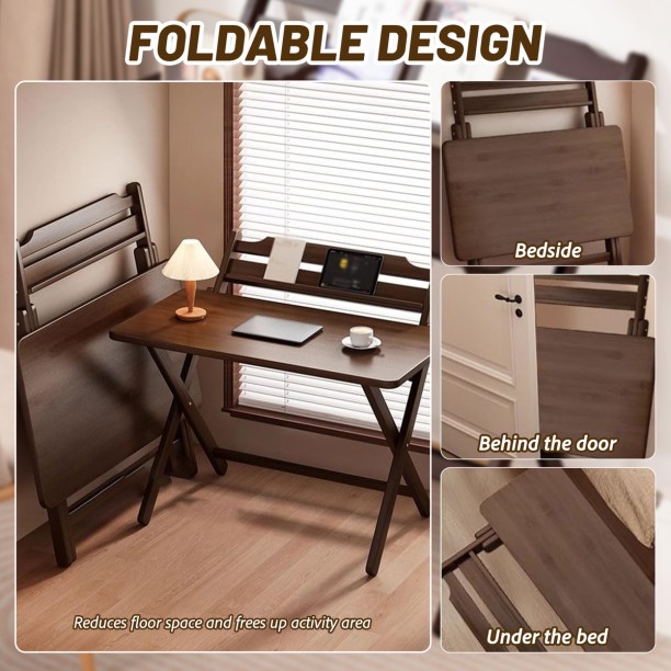 Topika Bamboo Wooden Folding Table, Portable Desk For Home And Study Multipurpose Table – Brown - Image 4