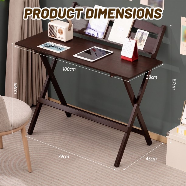 Topika Bamboo Wooden Folding Table, Portable Desk For Home And Study Multipurpose Table – Brown - Image 3