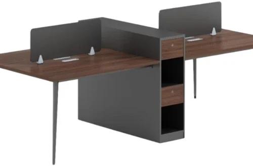 SMTE ZY2710-4 Four-Person Office Workstation Desk – 270x120x75cm Office Table – Brown
