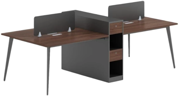 SMTE ZY2710-4 Four-Person Office Workstation Desk – 270x120x75cm Office Table – Brown