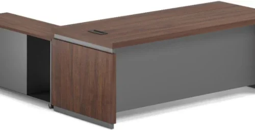 SMTE ZY1807B Executive Office Desk with Return – 180x160x75cm Office Table – Brown