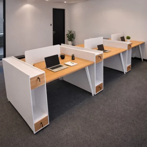 QandAHome 6-Seater Executive Workstation Multipurpose Table – White