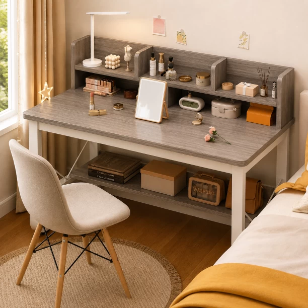 Generic Modern with Storage Hutch Engineered Wood Computer Desk – White - Image 2