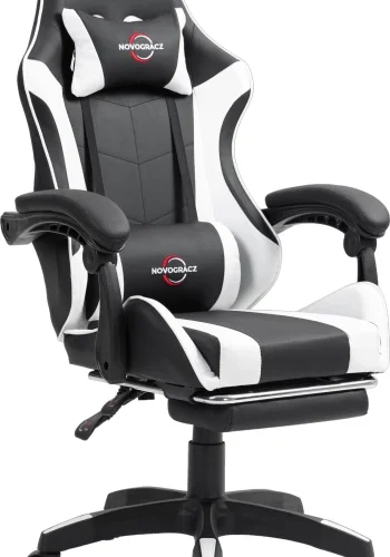 Novogracz eSports X - Pro Gaming Chair - Black with White Trim Office Executive Chair – Black and white