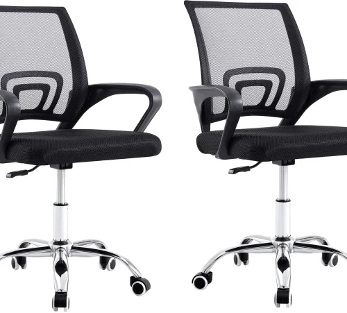 Eay Eay Thing Office Chair Ergonomic Computer Chair Home Armchair Task Study Typist Chair SET of 2 Office Adjustable Arm Chair – Black
