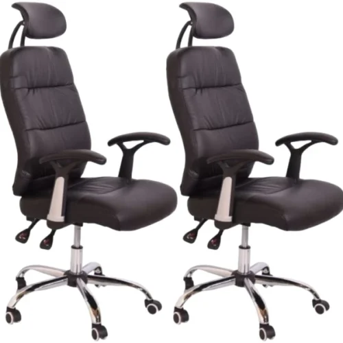 Eay Eay Thing Reclining Office PU Leather Chair with Head & Arm rests set of 2 Office Executive Chair – Brown