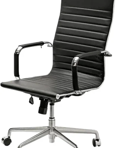 Eay Eay Thing High Back Ribbed Office ChairAdjustable Ergonomic Computer Chair with Aluminum Alloy Frame Office Adjustable Arm Chair – black