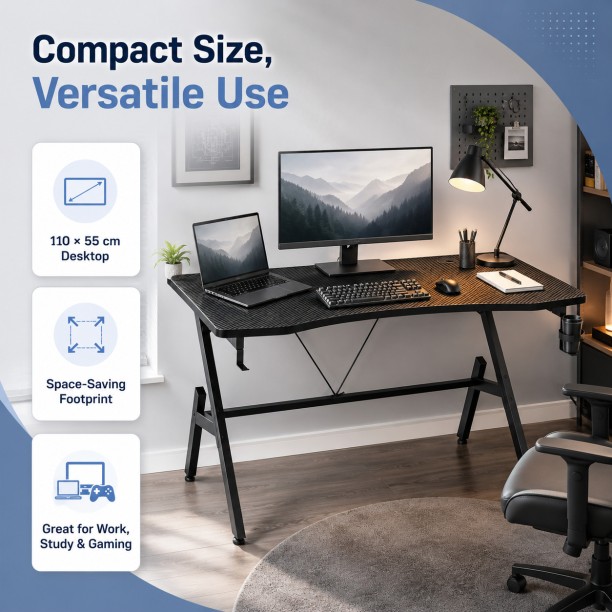 BREBLO computer table desk Solid Wood Computer Desk – Black - Image 5