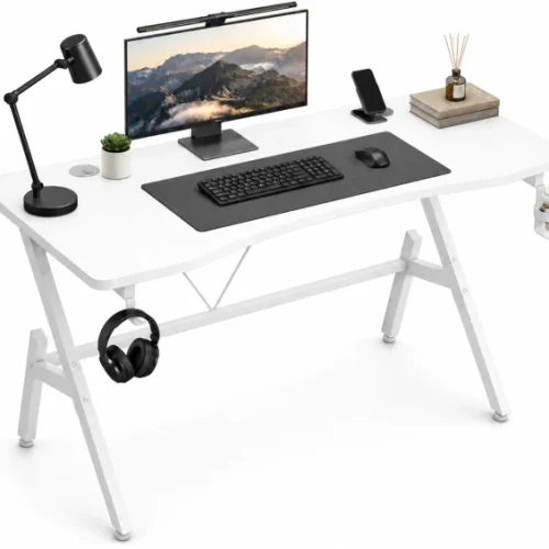 BREBLO computer table desk Solid Wood Computer Desk – white