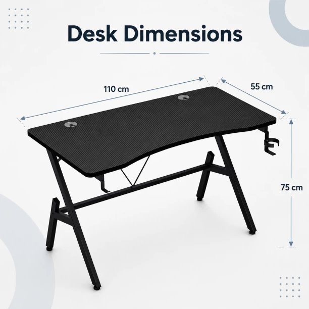 BREBLO computer table desk Solid Wood Computer Desk – Black - Image 4