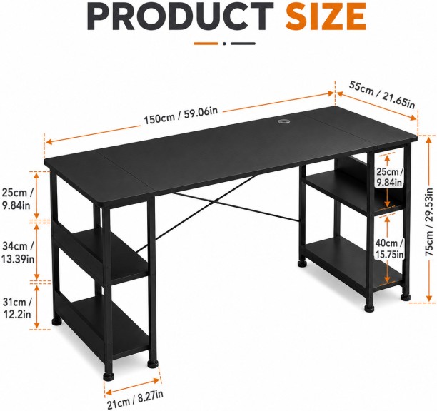 BRENLO Ultra-wide computer desk Metal Computer Desk – Black - Image 4
