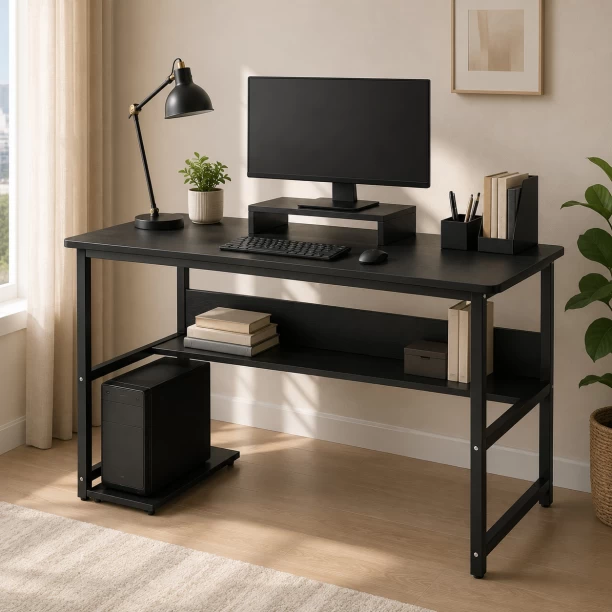 BREBLO yn071 Solid Wood Computer Desk – black - Image 2