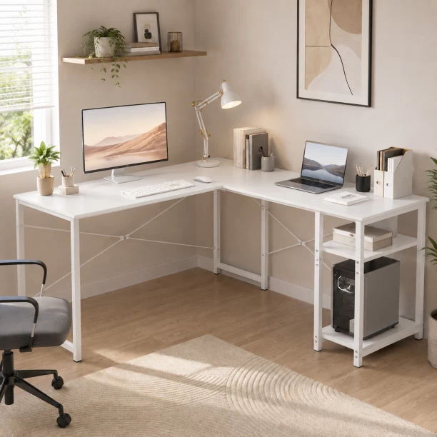 BRENLO yn075 Metal Computer Desk – white - Image 2