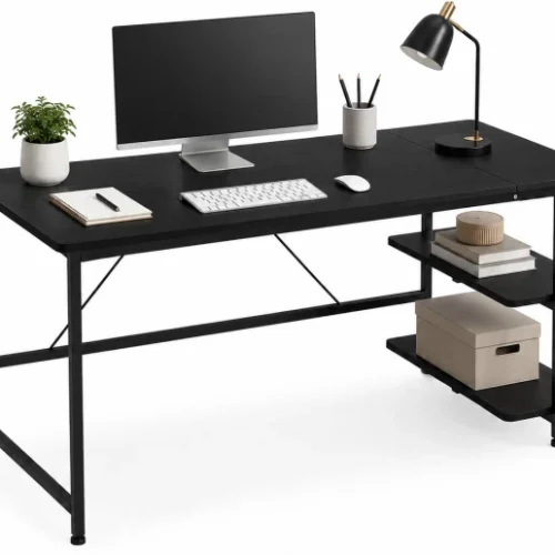 BREBLO yn107 Solid Wood Computer Desk – Black