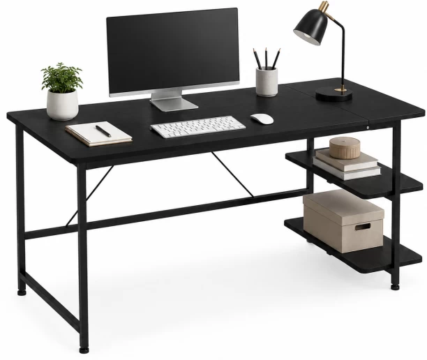 BREBLO yn107 Solid Wood Computer Desk – Black