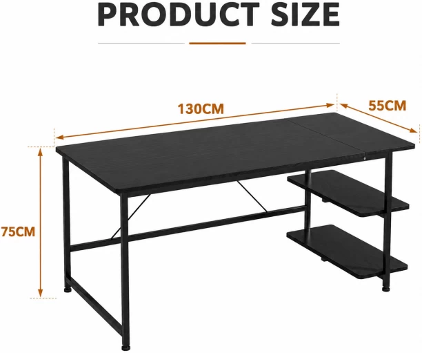 BREBLO yn107 Solid Wood Computer Desk – Black - Image 4