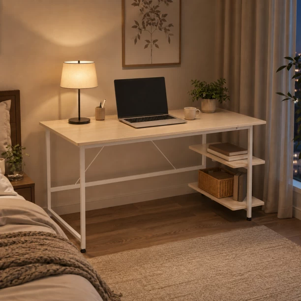 BREBLO yn107 Solid Wood Computer Desk – natural wood - Image 2