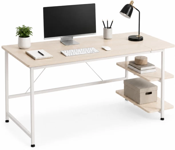 BREBLO yn107 Solid Wood Computer Desk – natural wood