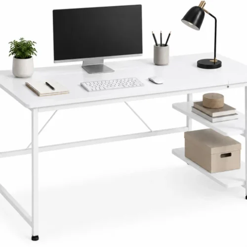 BREBLO yn107 Solid Wood Computer Desk – white