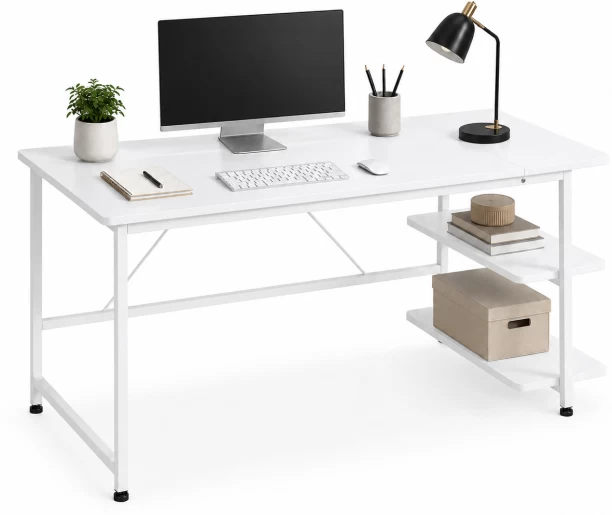 BREBLO yn107 Solid Wood Computer Desk – white