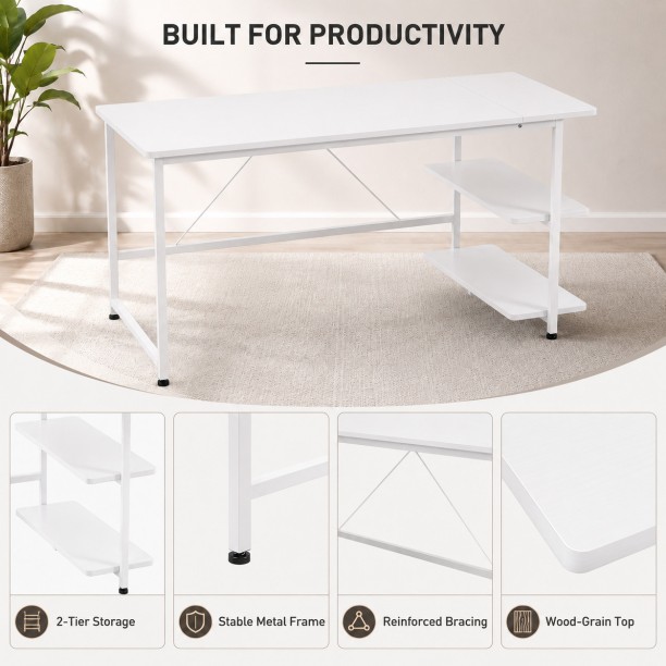 BREBLO yn107 Solid Wood Computer Desk – white - Image 5