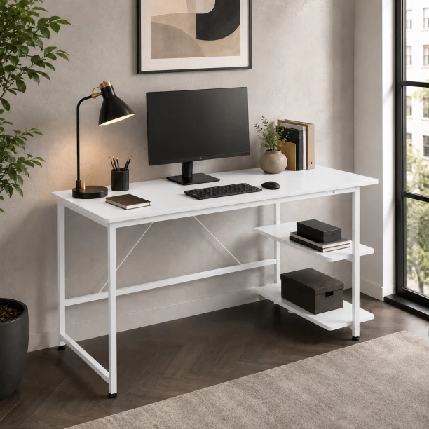 BREBLO yn107 Solid Wood Computer Desk – white - Image 3