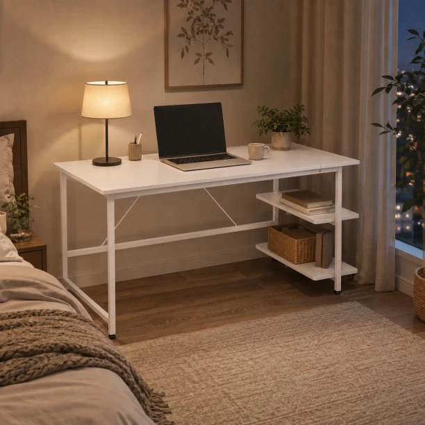 BREBLO yn107 Solid Wood Computer Desk – white - Image 2