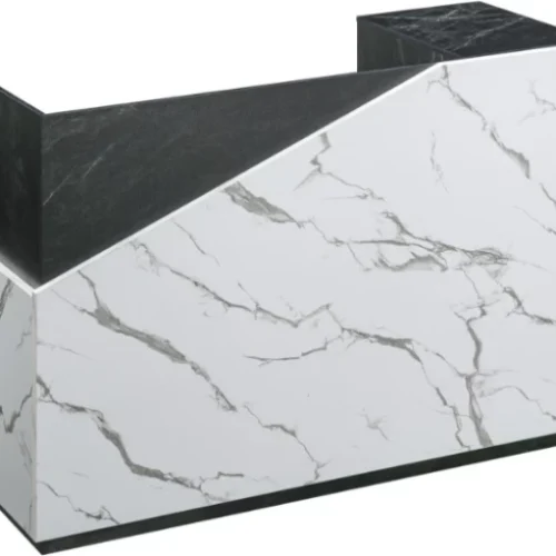 KC Furn 1.8 Metre Modern Reception Desk � Marble Finish Front Counter for Office & Salon Office Table – Black and White