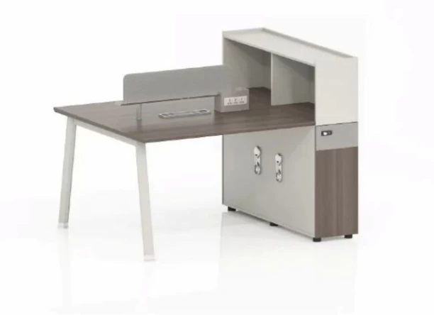 KC Furn 1.6 Metre Desk � Modern Workstation with Storage Cabinet & Overhead Shelves Office Table – Brown, White