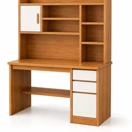 Generic Modern Computer Study Desk With Bookshelf And Drawers Study Table – Country Oak Colour